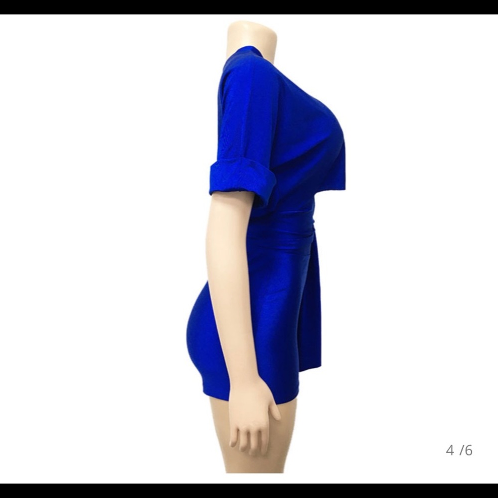 Blue two piece short sleeve top and short set NWOT - Picture 4 of 8